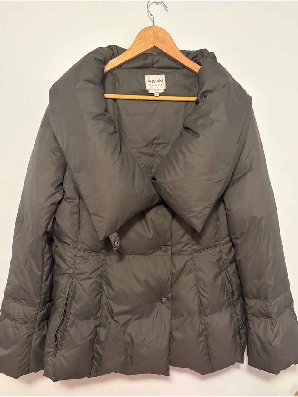 Armani Collezioni Olive Green Puffer Coat